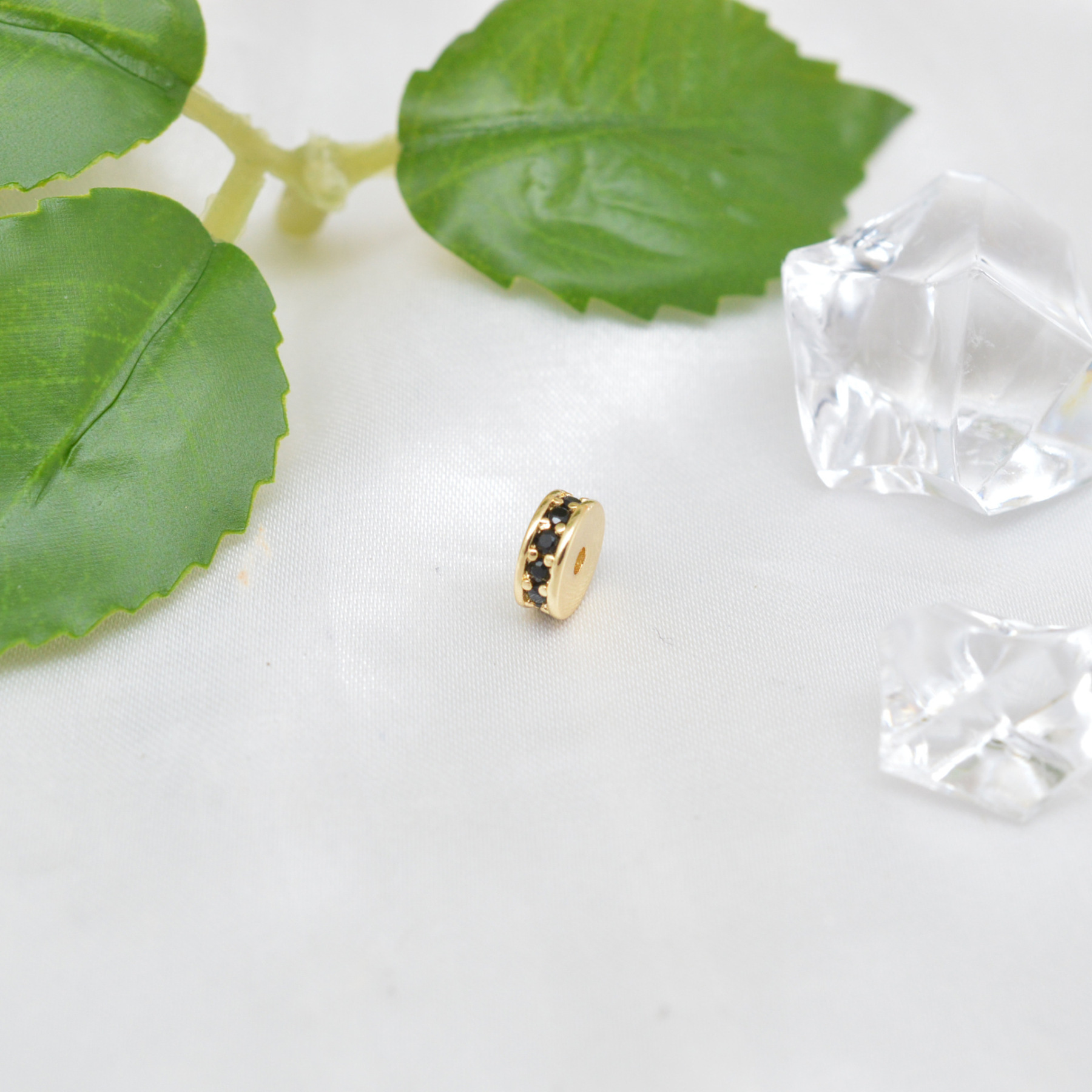 Colored Zircon Inlaid Wheel Spacer Bead 6mm 7mm 8mm