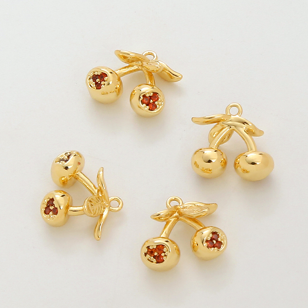 Three-Dimensional Fruit with Colored Zircon Charm Pendant