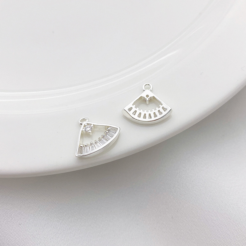 Clear Zircon Inlaid Silver Charm Pendant for Jewelry DIY