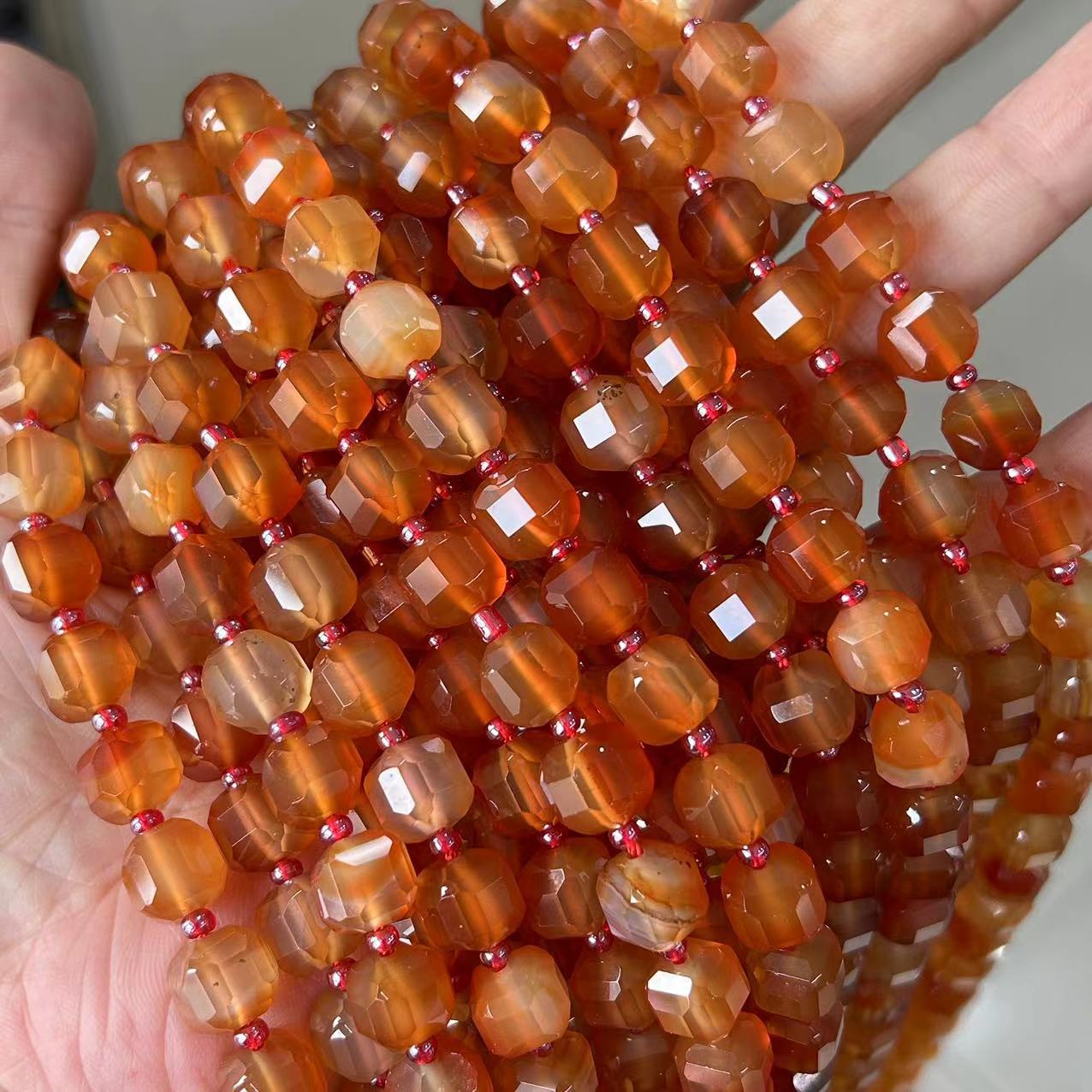 8mm Facet Square Gemstone Beads Strand