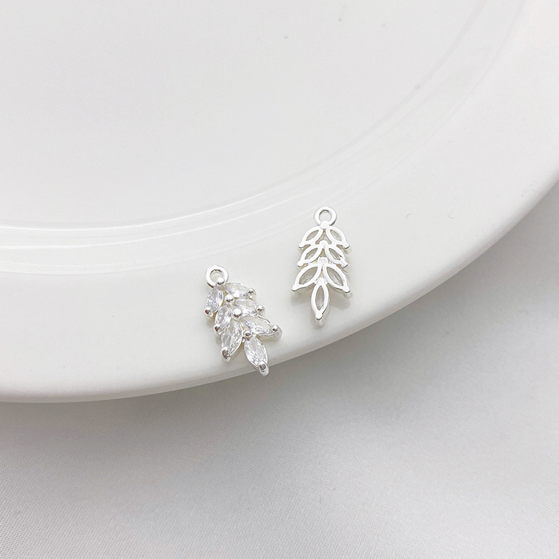 Clear Zircon Inlaid Silver Charm Pendant for Jewelry DIY
