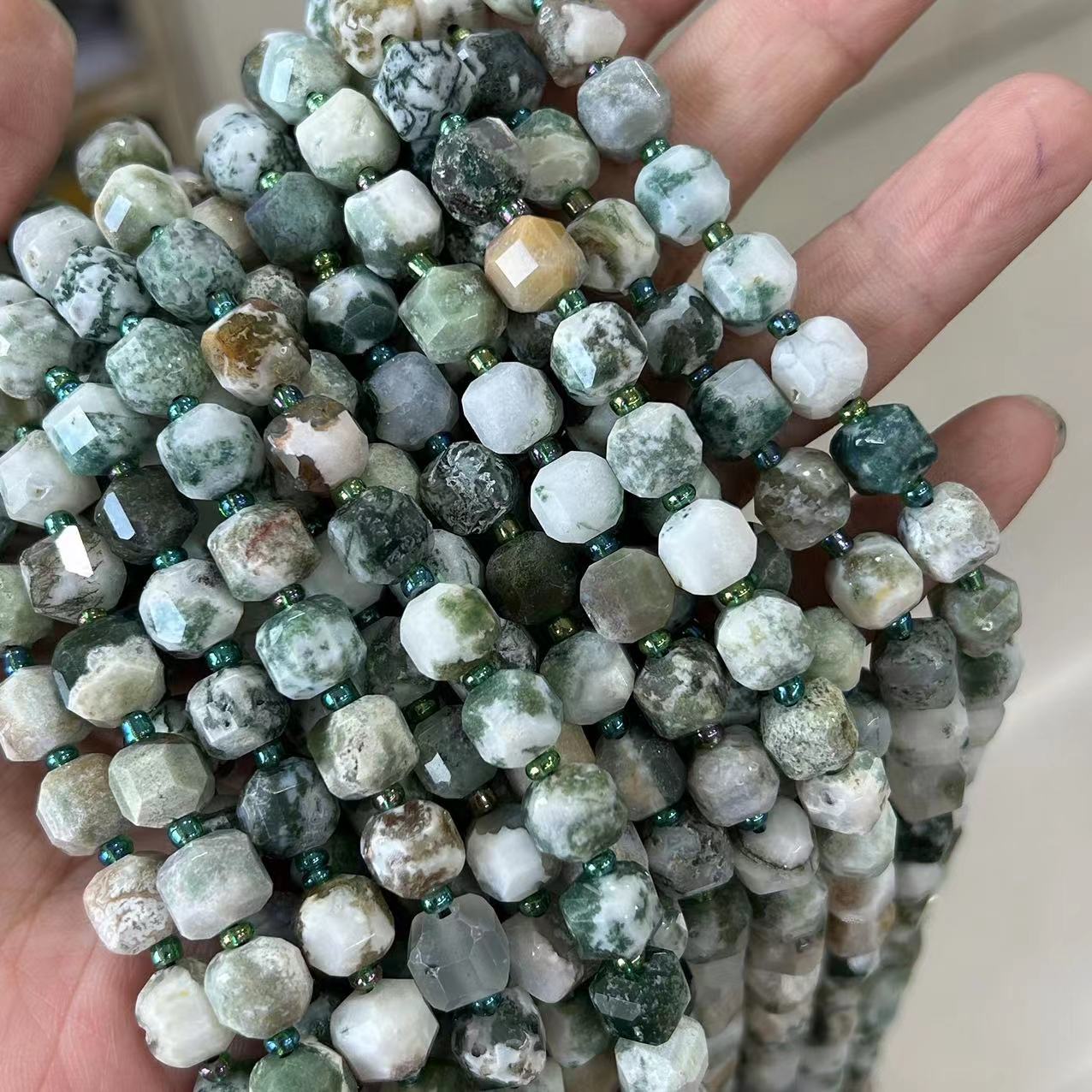 8mm Facet Square Gemstone Beads Strand