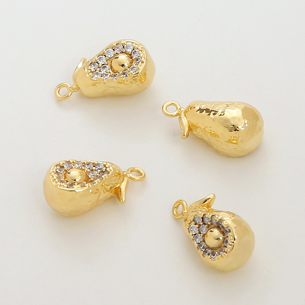 Three-Dimensional Fruit with Colored Zircon Charm Pendant