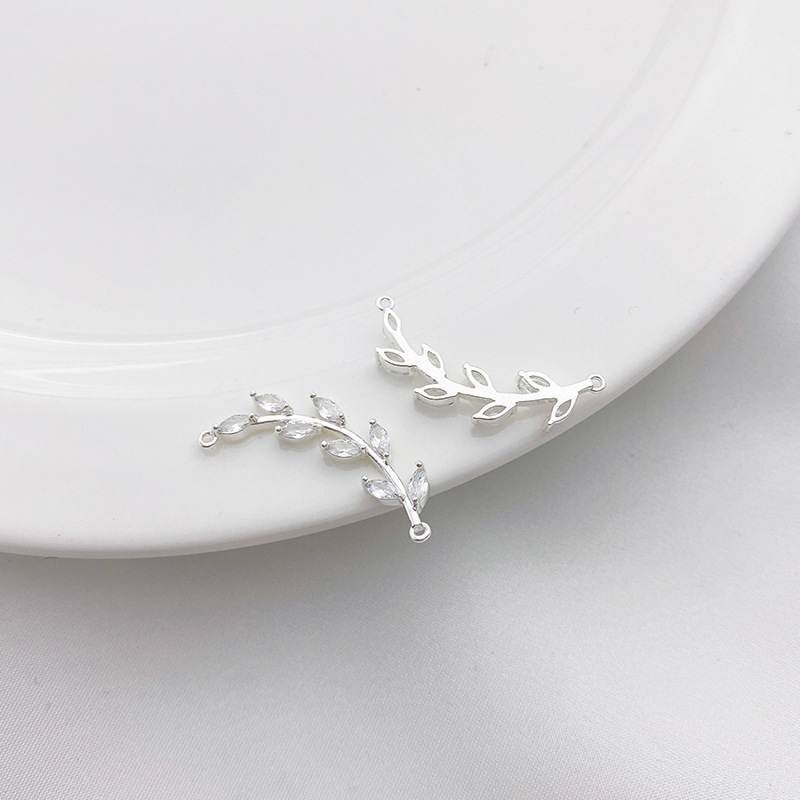 Clear Zircon Inlaid Silver Charm Pendant for Jewelry DIY