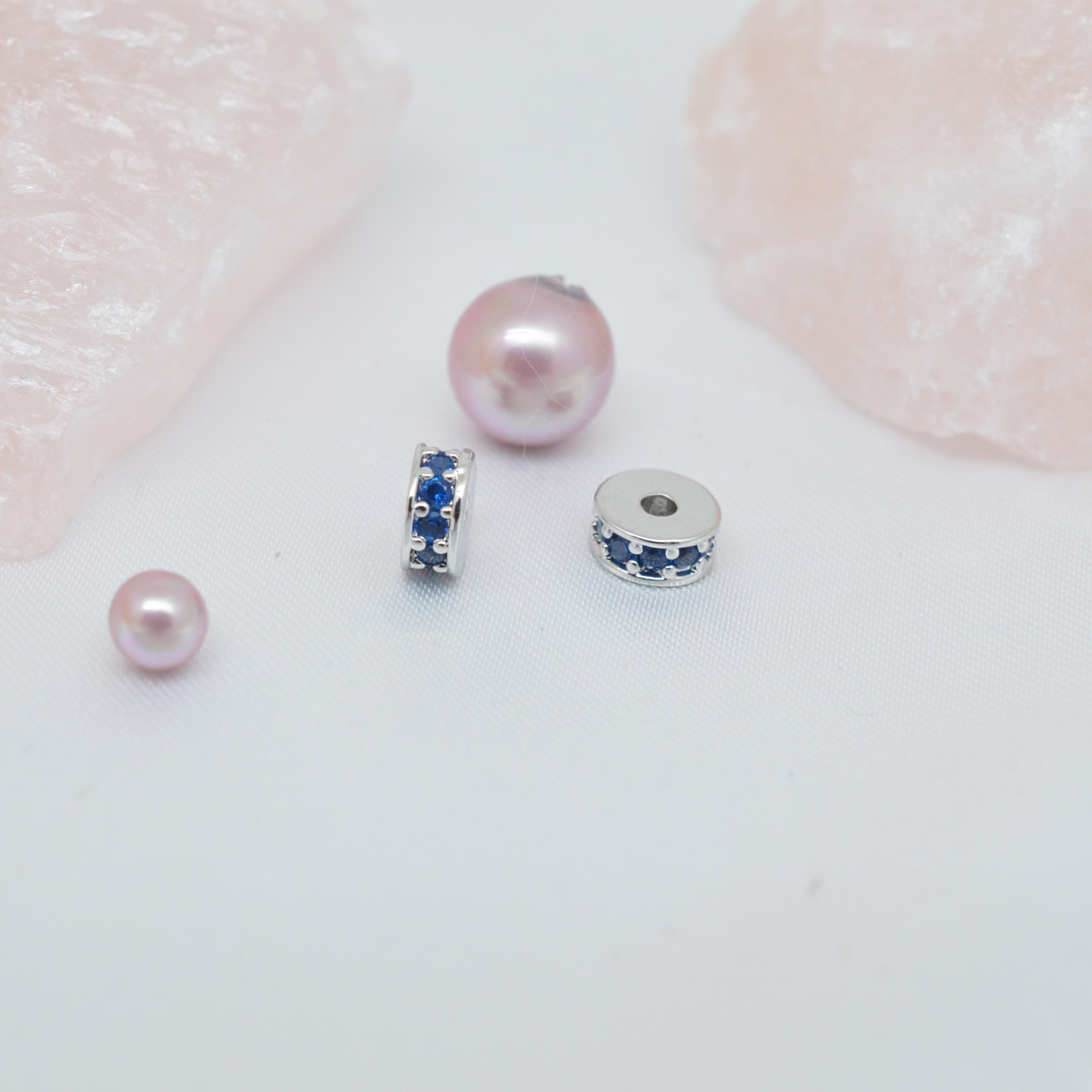 Colored Zircon Inlaid Wheel Spacer Bead 6mm 7mm 8mm