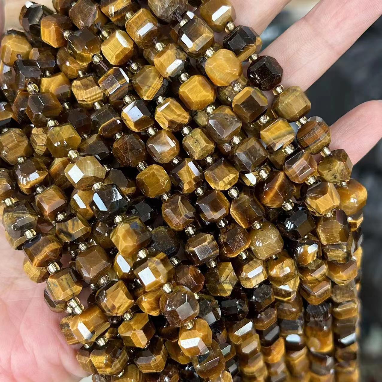 8mm Facet Square Gemstone Beads Strand