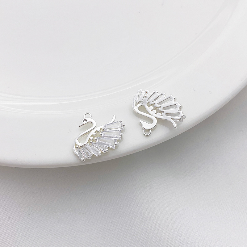 Clear Zircon Inlaid Silver Charm Pendant for Jewelry DIY