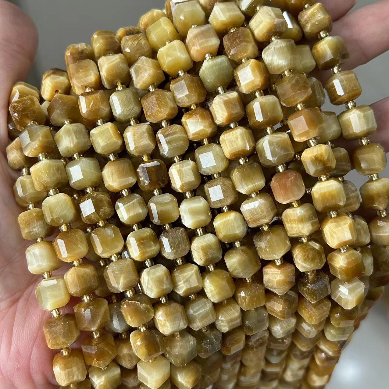 8mm Facet Square Gemstone Beads Strand