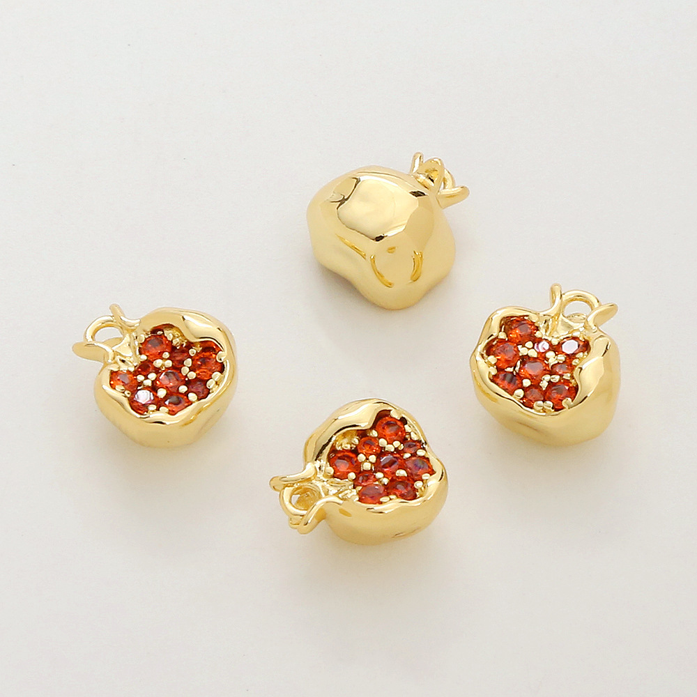 Three-Dimensional Fruit with Colored Zircon Charm Pendant