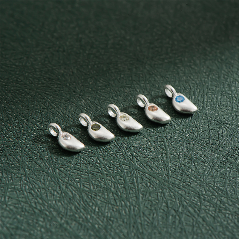 Colored Zircon Inlaid 925 Silver Full Moon and Half Moon Pendant Jewel