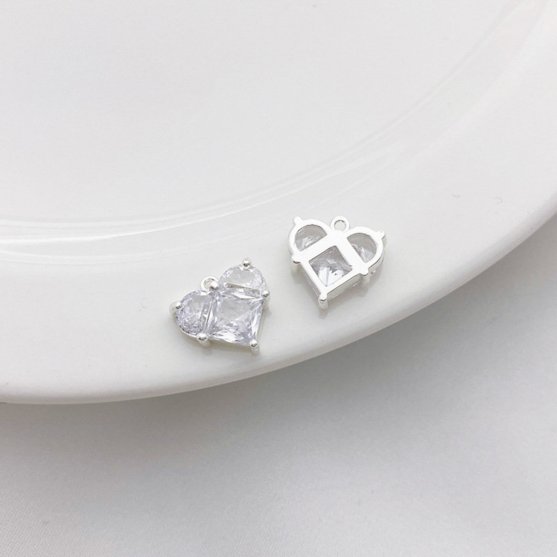 Clear Zircon Inlaid Silver Charm Pendant for Jewelry DIY
