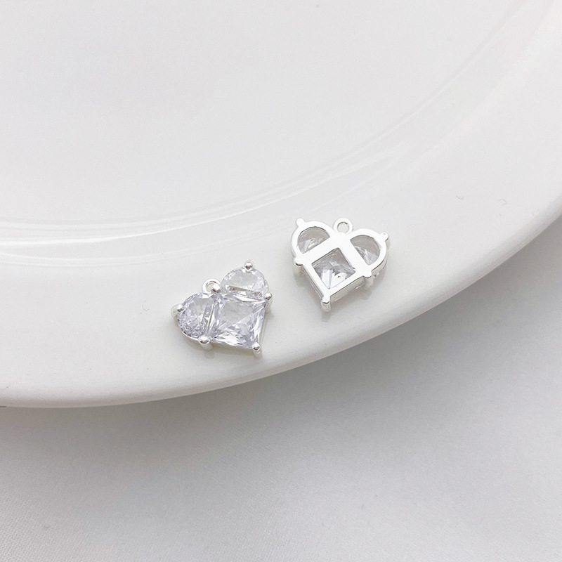 Clear Zircon Inlaid Silver Charm Pendant for Jewelry DIY