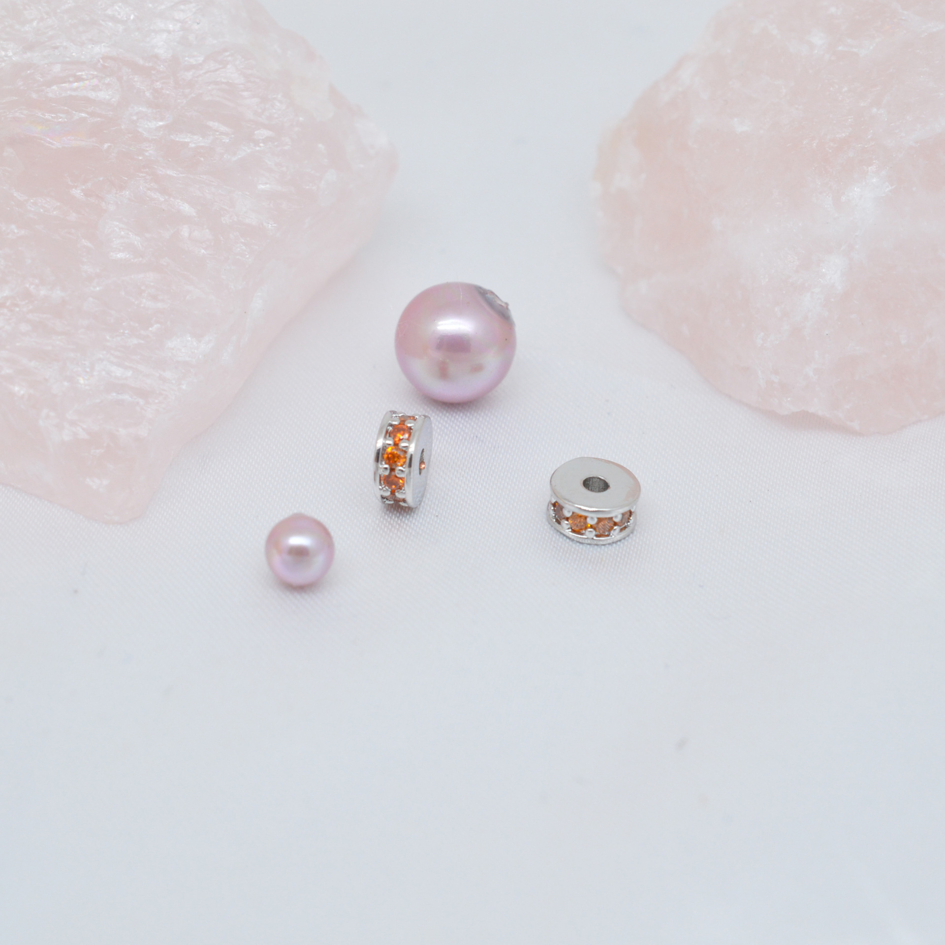 Colored Zircon Inlaid Wheel Spacer Bead 6mm 7mm 8mm