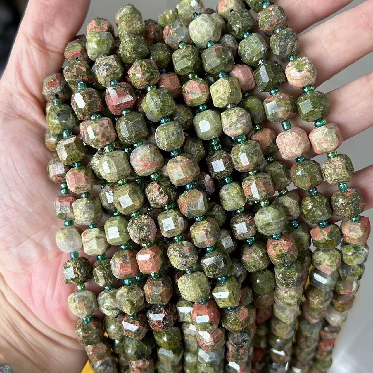 8mm Facet Square Gemstone Beads Strand