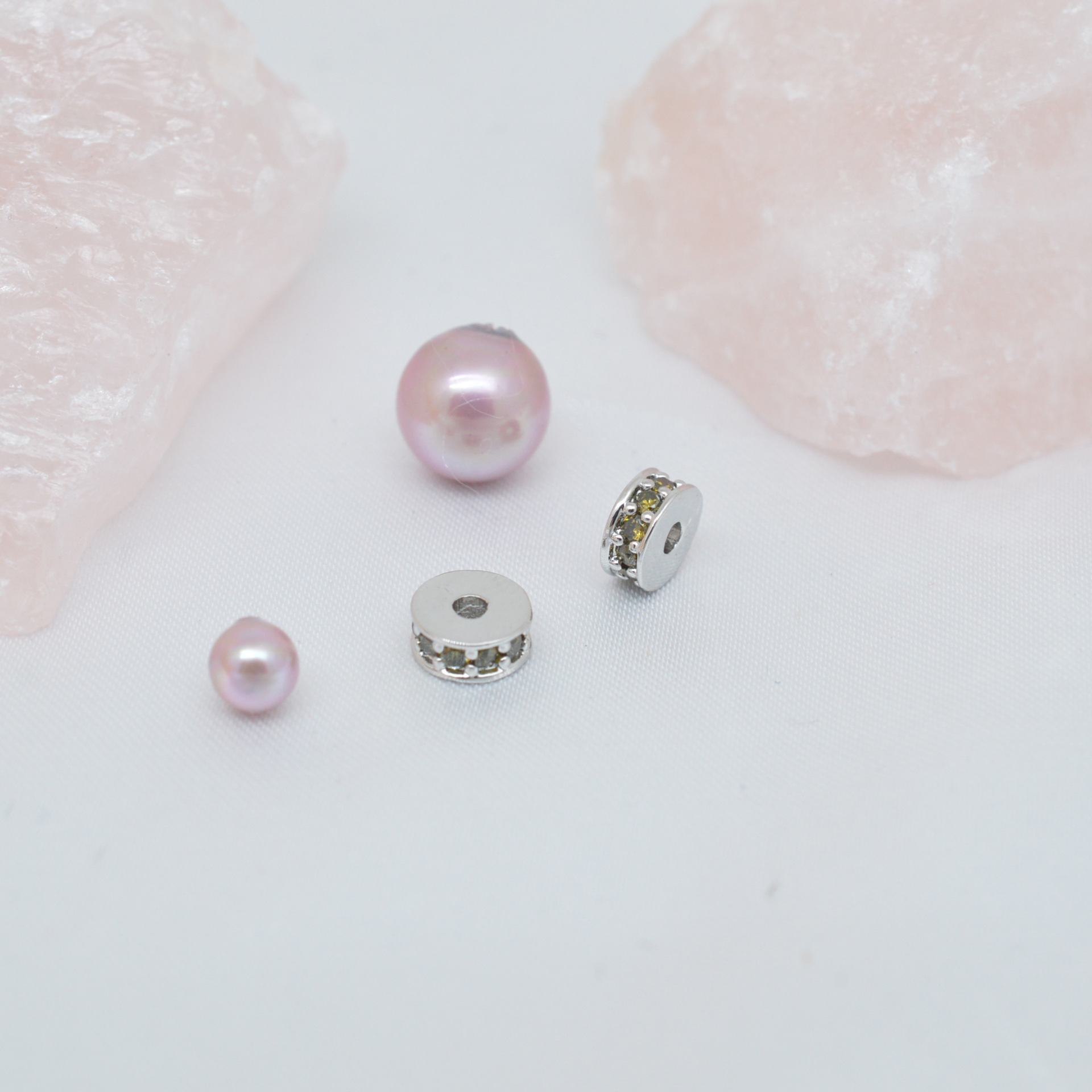 Colored Zircon Inlaid Wheel Spacer Bead 6mm 7mm 8mm