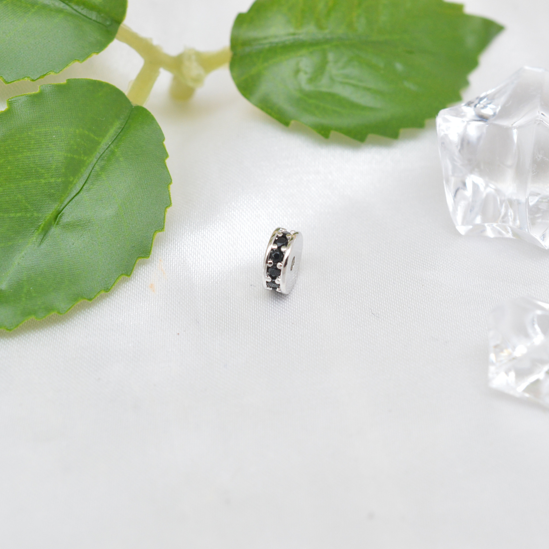 Colored Zircon Inlaid Wheel Spacer Bead 6mm 7mm 8mm