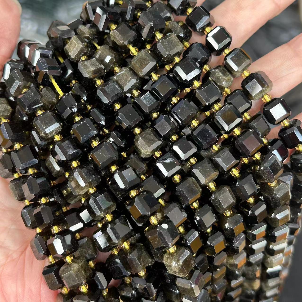 8mm Facet Square Gemstone Beads Strand