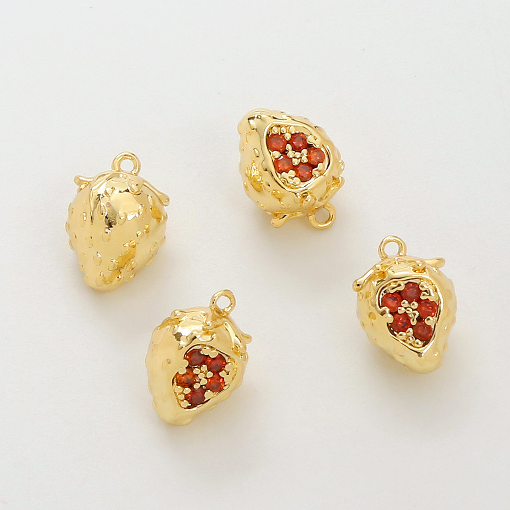 Three-Dimensional Fruit with Colored Zircon Charm Pendant