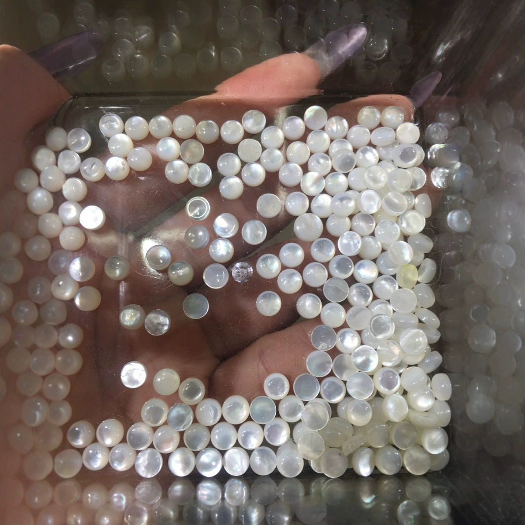 White Pinctada Maxima Flat Base Round Bead Cabochon for Jewelry DIY