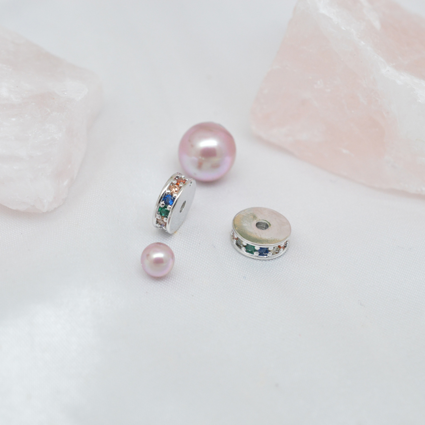 Colored Zircon Inlaid Wheel Spacer Bead 6mm 7mm 8mm