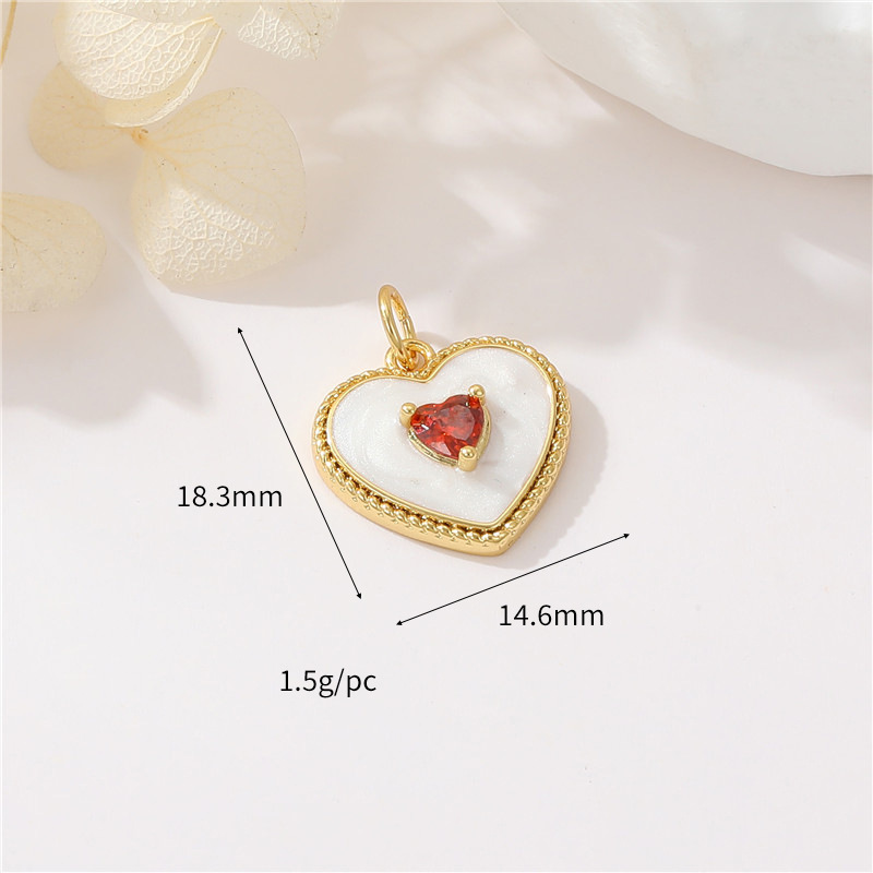Colored Zircon Inlaid Heart Pendant Jewelry Charm