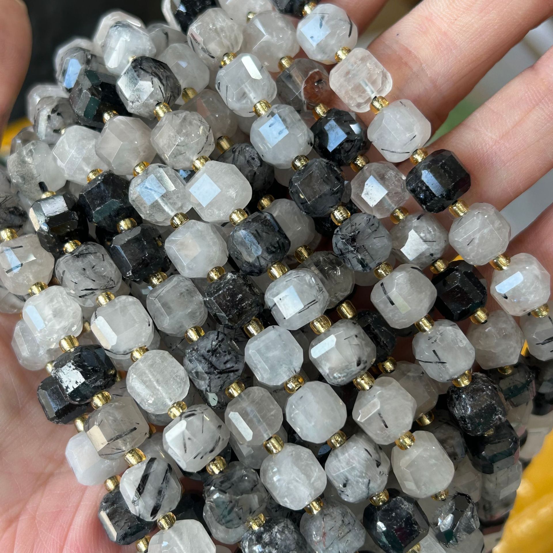 8mm Facet Square Gemstone Beads Strand