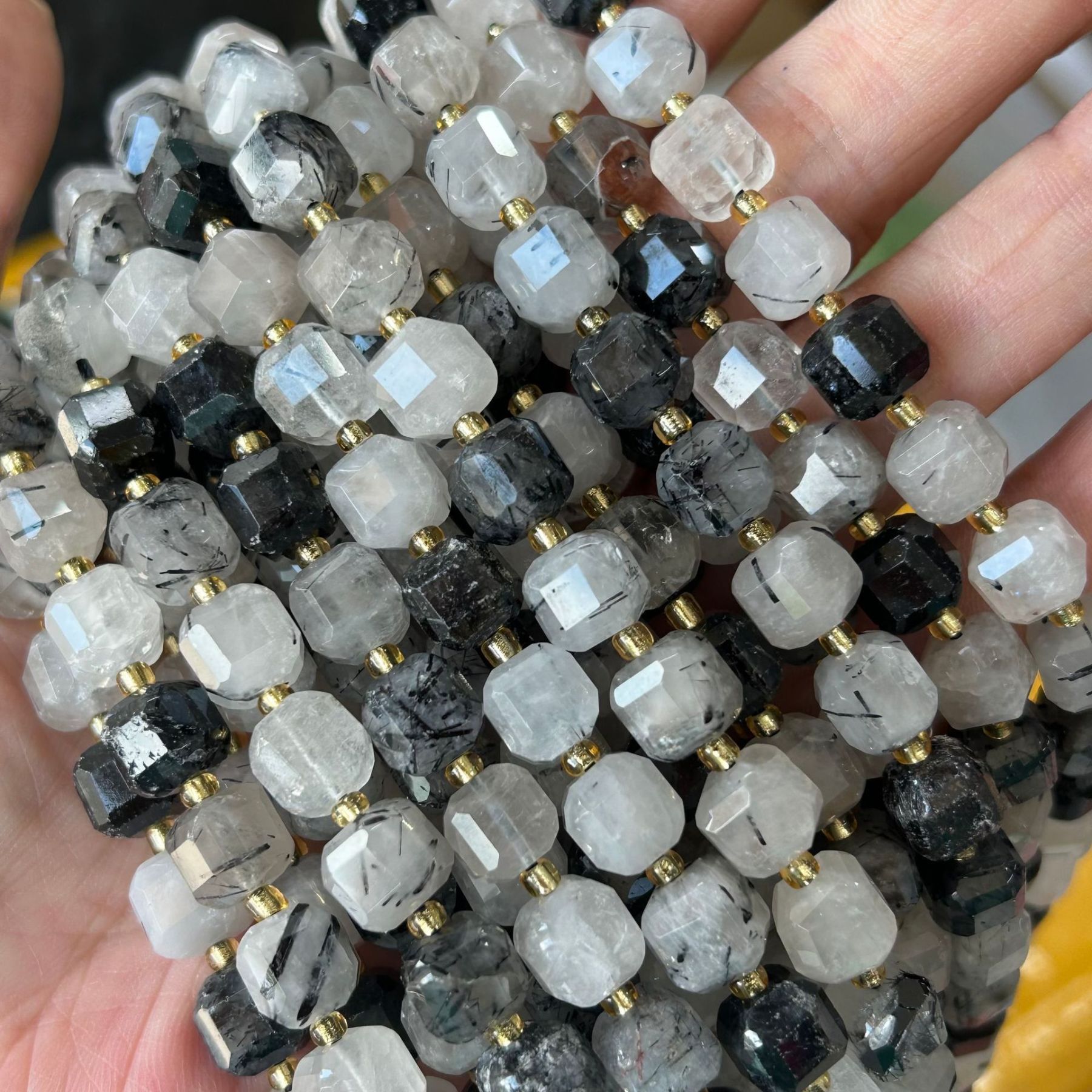 8mm Facet Square Gemstone Beads Strand