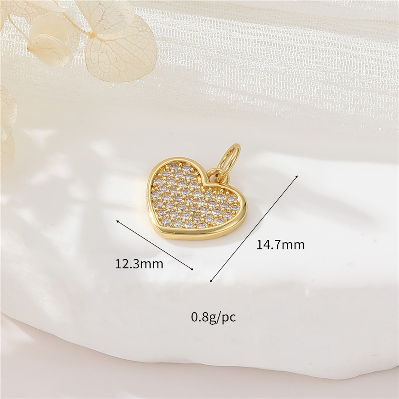 Colored Zircon Inlaid Heart Pendant Jewelry Charm