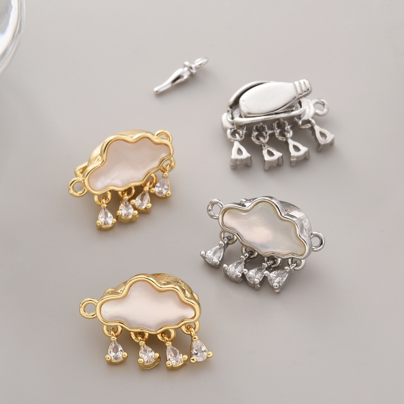 Shell and Zircon Inlaid Rain Cloud Plug Buckle