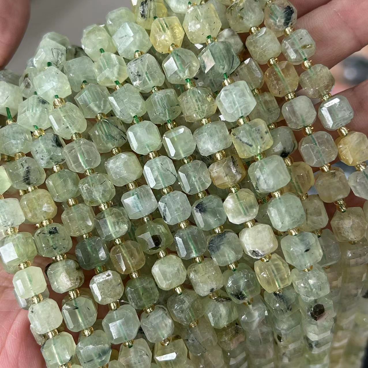 8mm Facet Square Gemstone Beads Strand