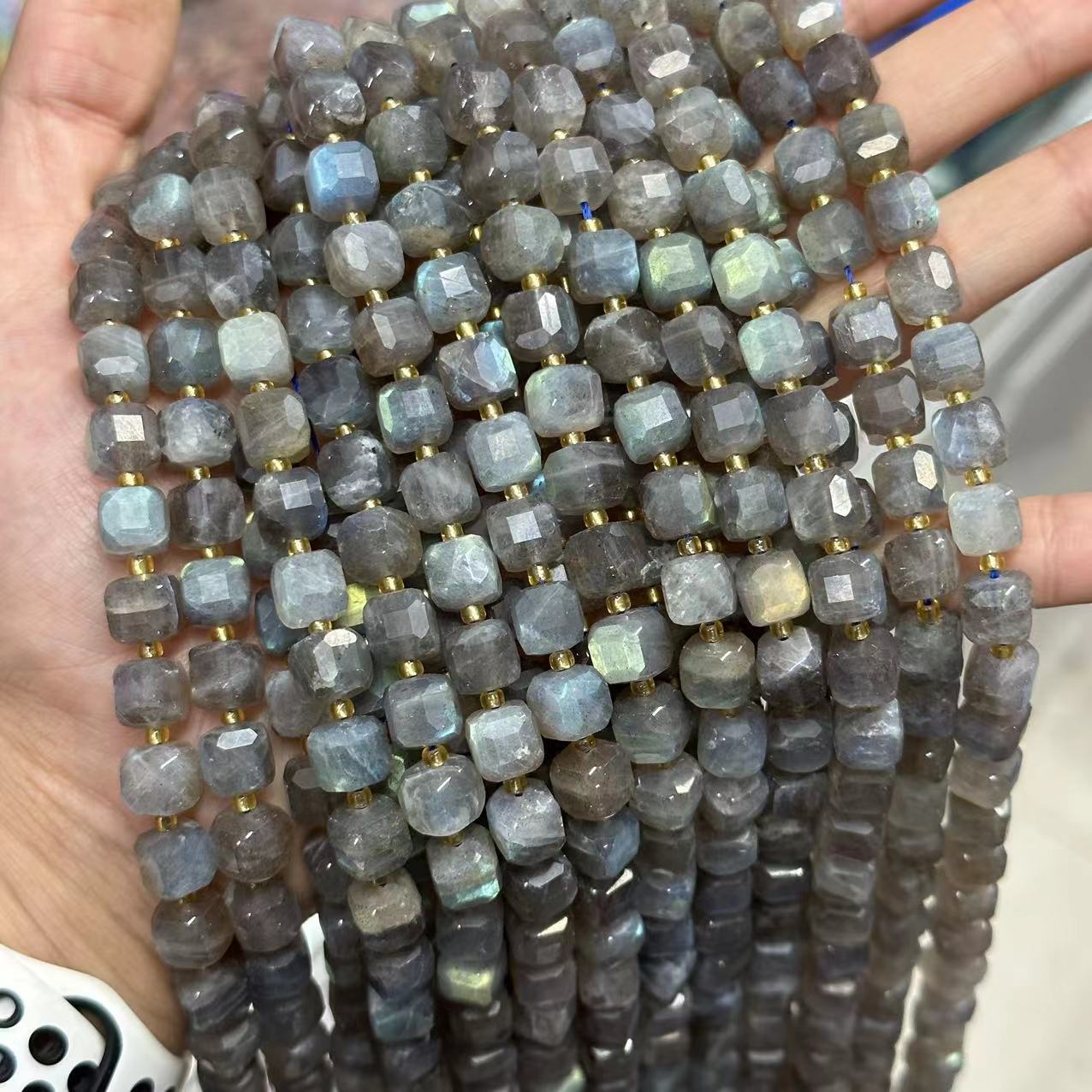 8mm Facet Square Gemstone Beads Strand