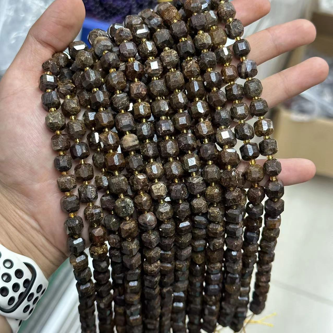 8mm Facet Square Gemstone Beads Strand