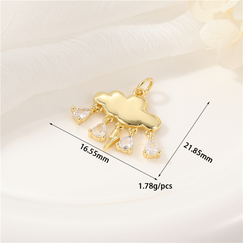 14k Gold Plated Pendant Zircon Inlaid Jewelry Charms for DIY