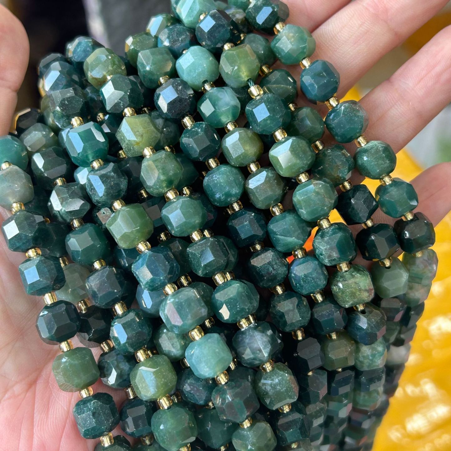 8mm Facet Square Gemstone Beads Strand