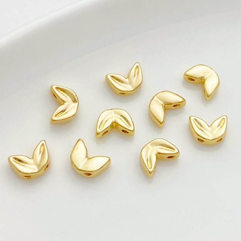 Gold Plated Double Holes Ear of Wheat Spacer Beads for Jewelry DIY 10PCS