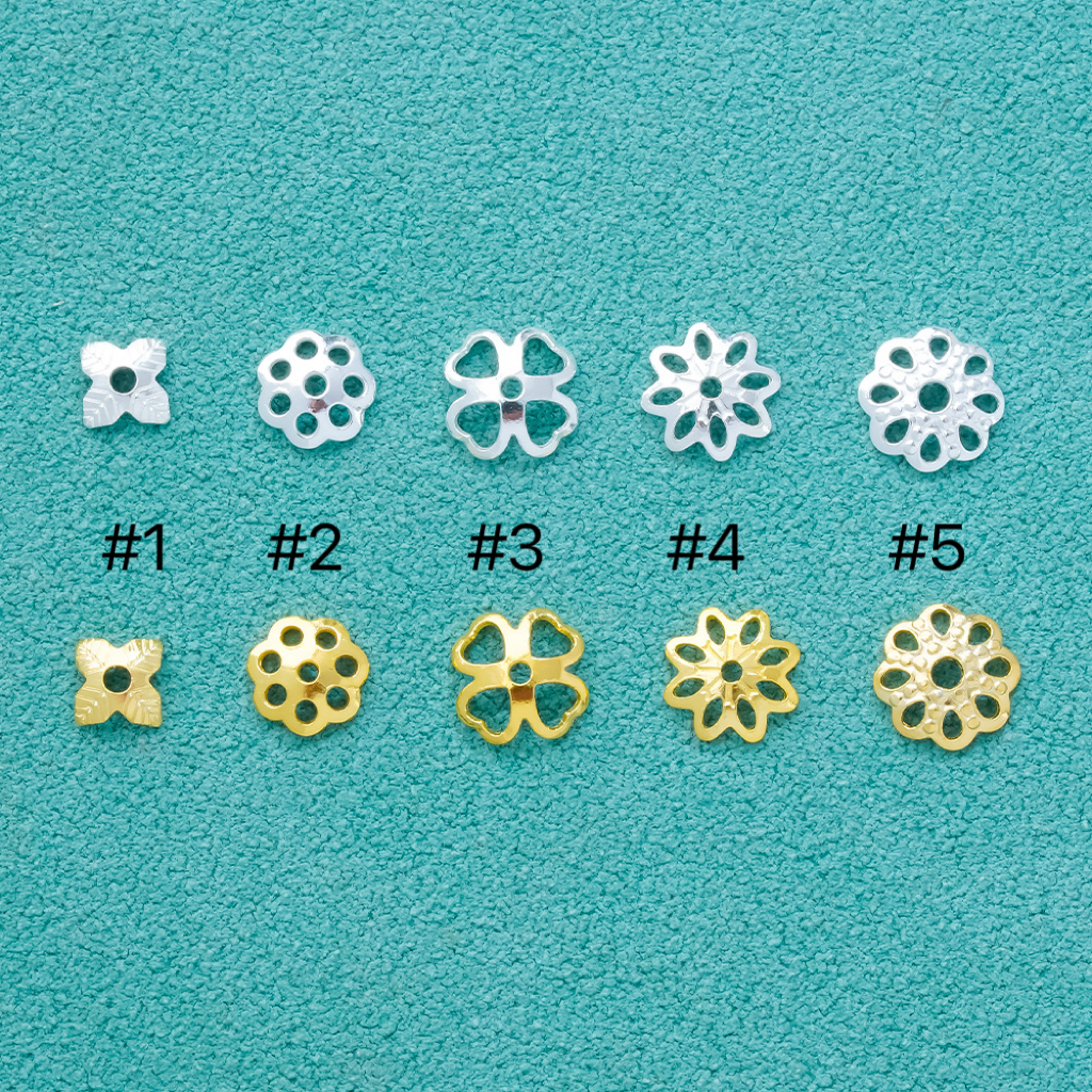 925 Sterling Silver Flower Bead Caps Spacer 10pcs Multiple Style