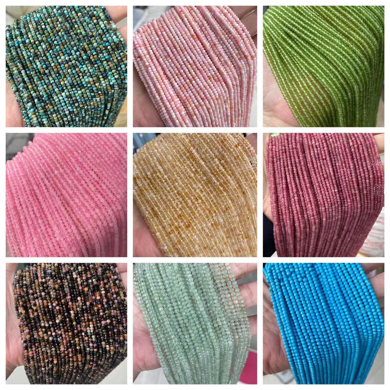 2*3mm 3*4mm Natural Gemstone Faceted Wheel Beads Strand for Jewelry DIY