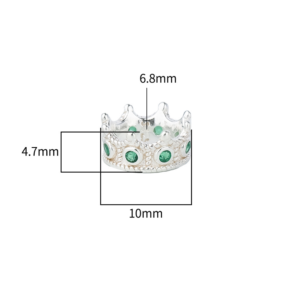 Cubic Zirconia Inlaid 925 Sterling Silver Crown Bead Cap Spacer Access