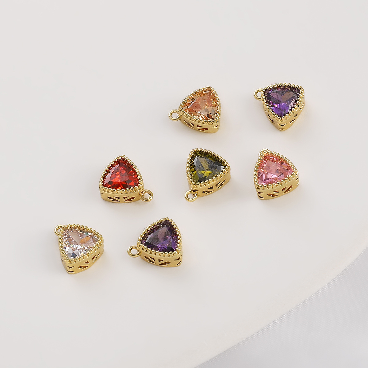 Colored Zircon Triangular Charm Pendant