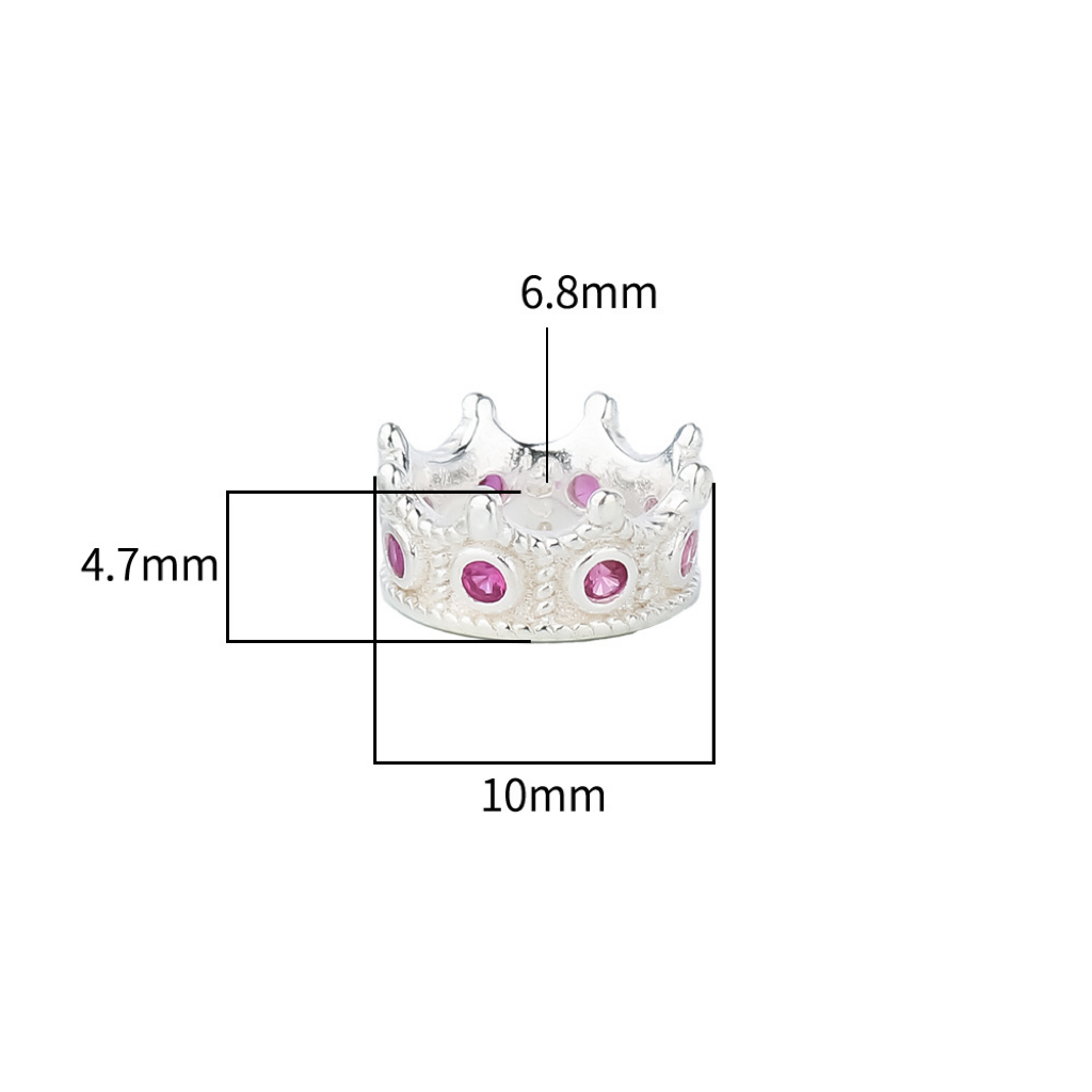 Cubic Zirconia Inlaid 925 Sterling Silver Crown Bead Cap Spacer Accessory