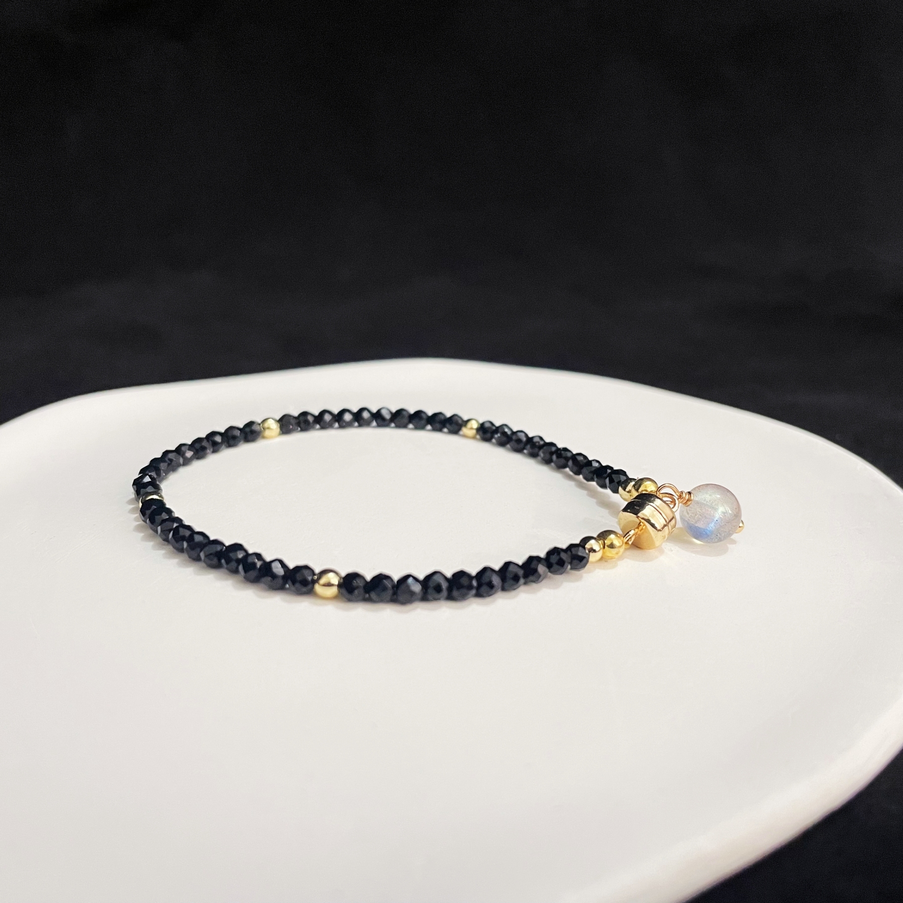 Black Spinel with Labradorite Bracelet