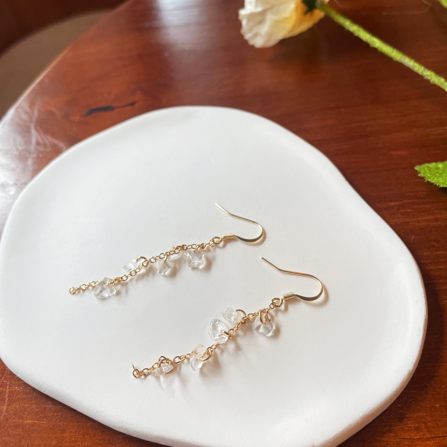 Clear Quartz Lily of the Valley Drop Earrings