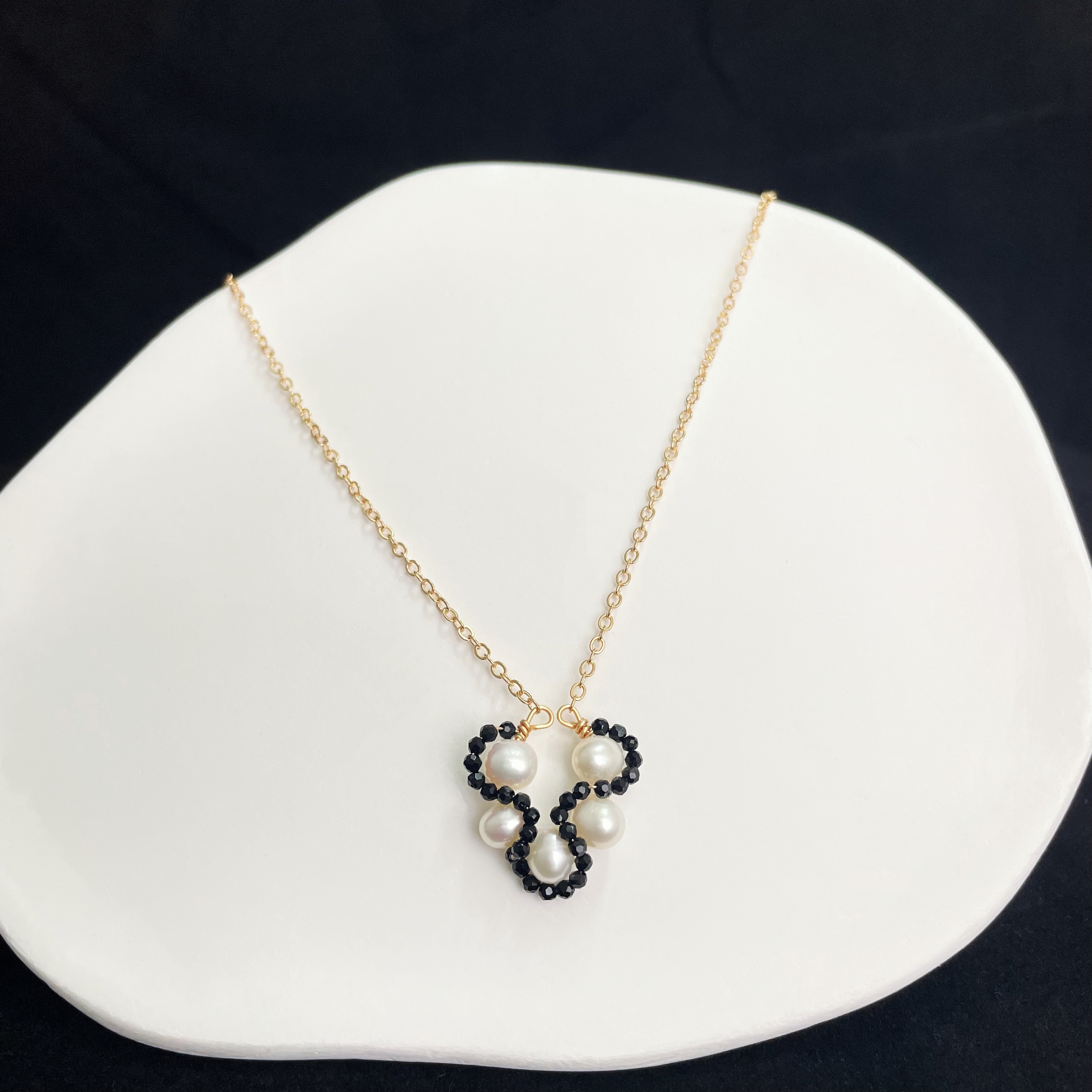 Unique Flower Pendant Necklace Midnight Bloom