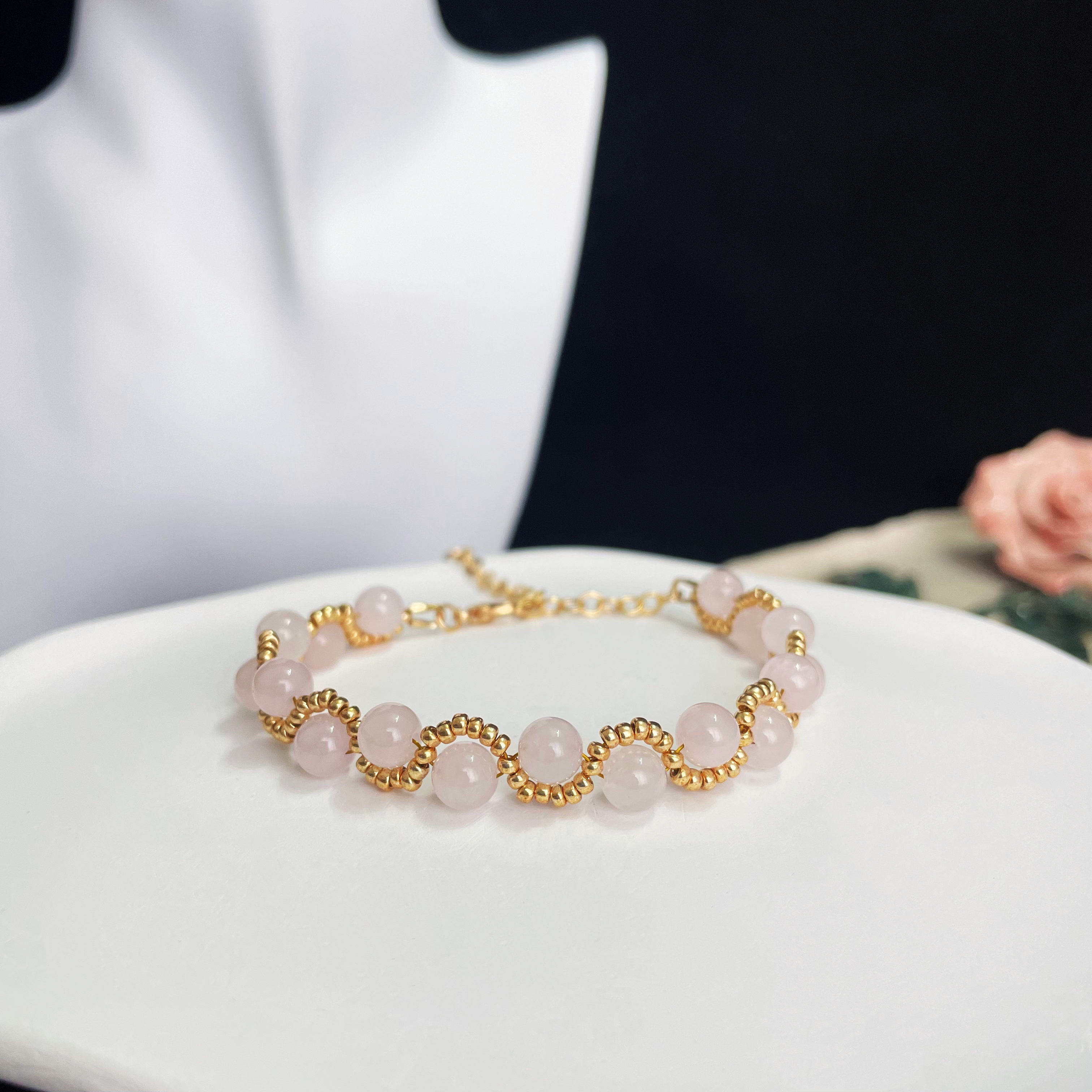 Woven Rose Quartz Bracelet Love Energy