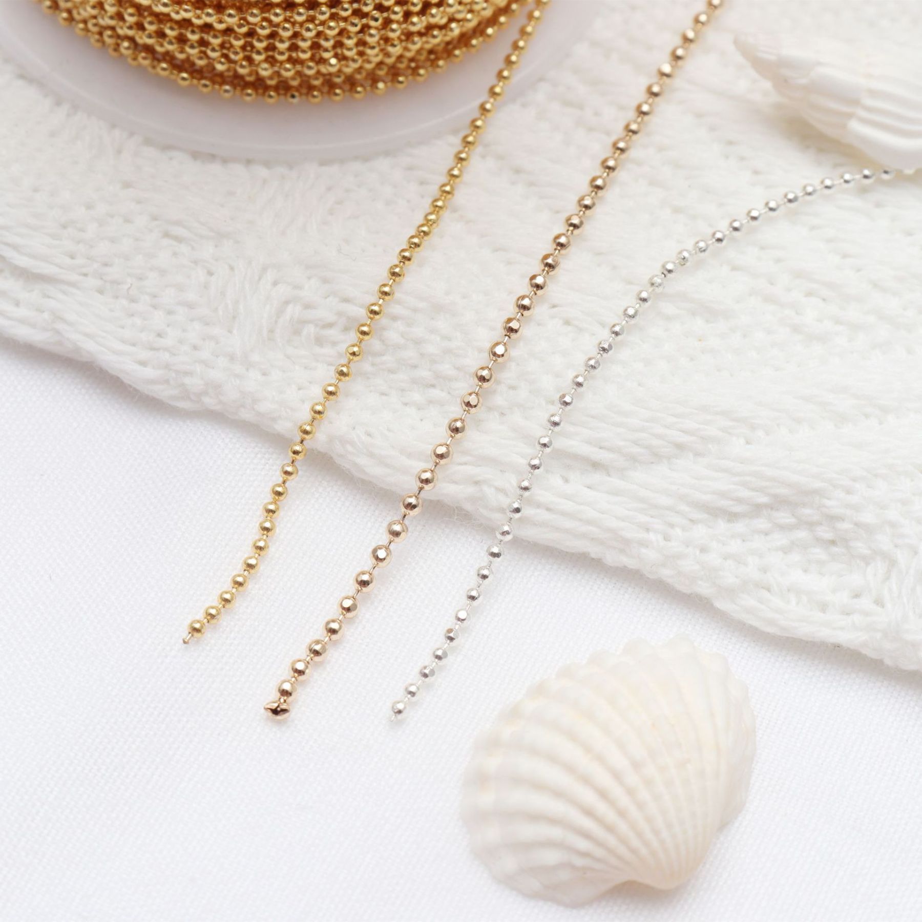 Gold Plated Beads Chain 2m（78.74 inch）