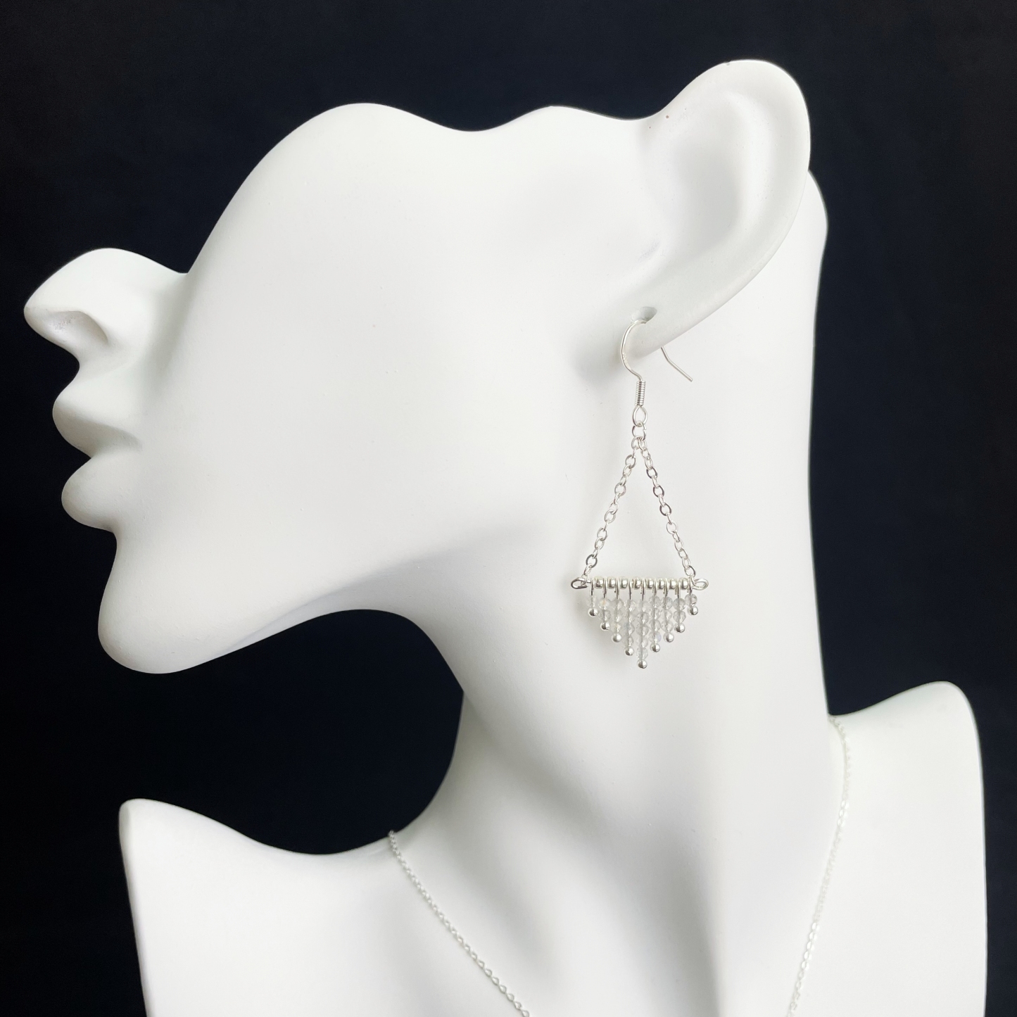 Labradorite Triangle Tassel Earrings