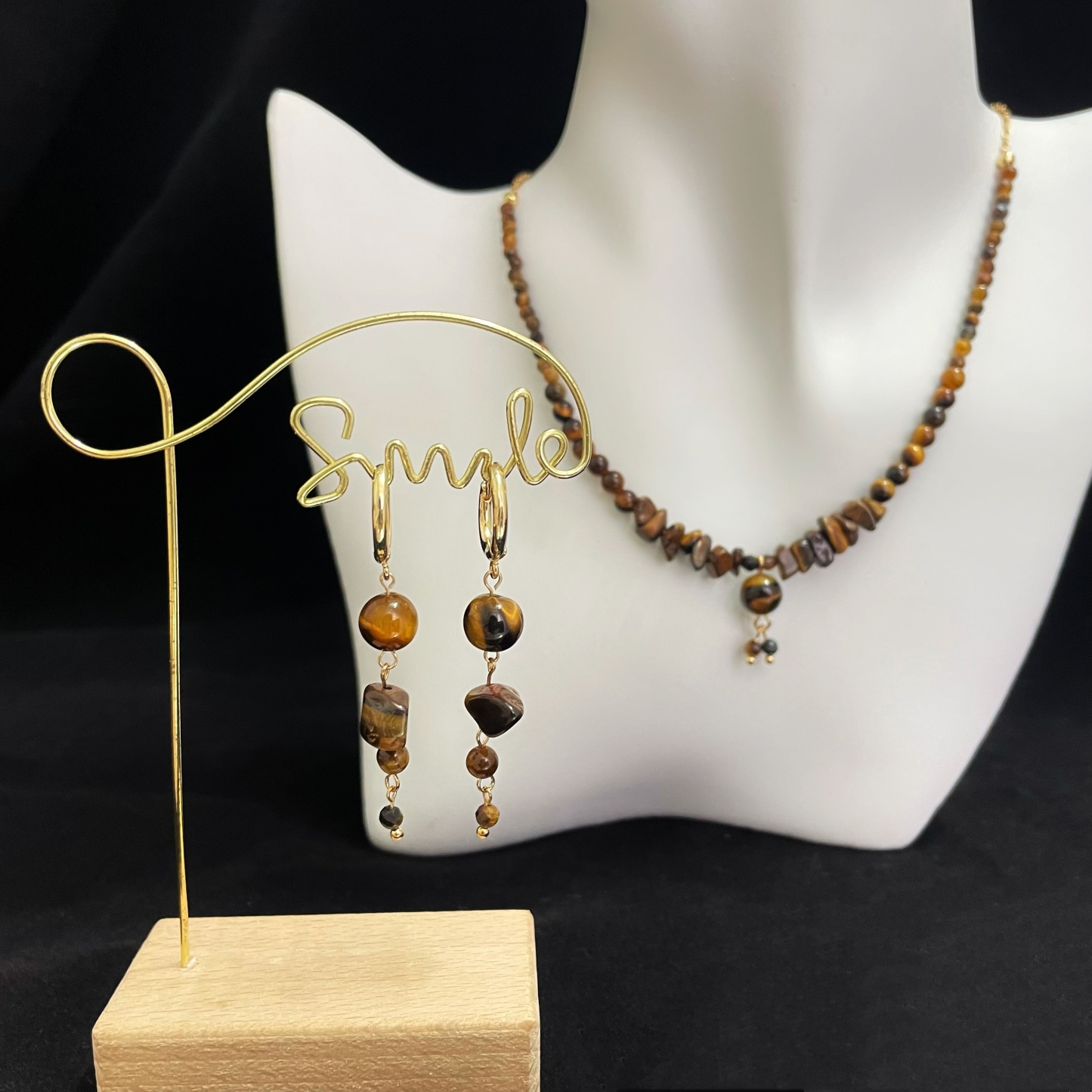  Energy-Infused Tiger's Eye Beads Earrings