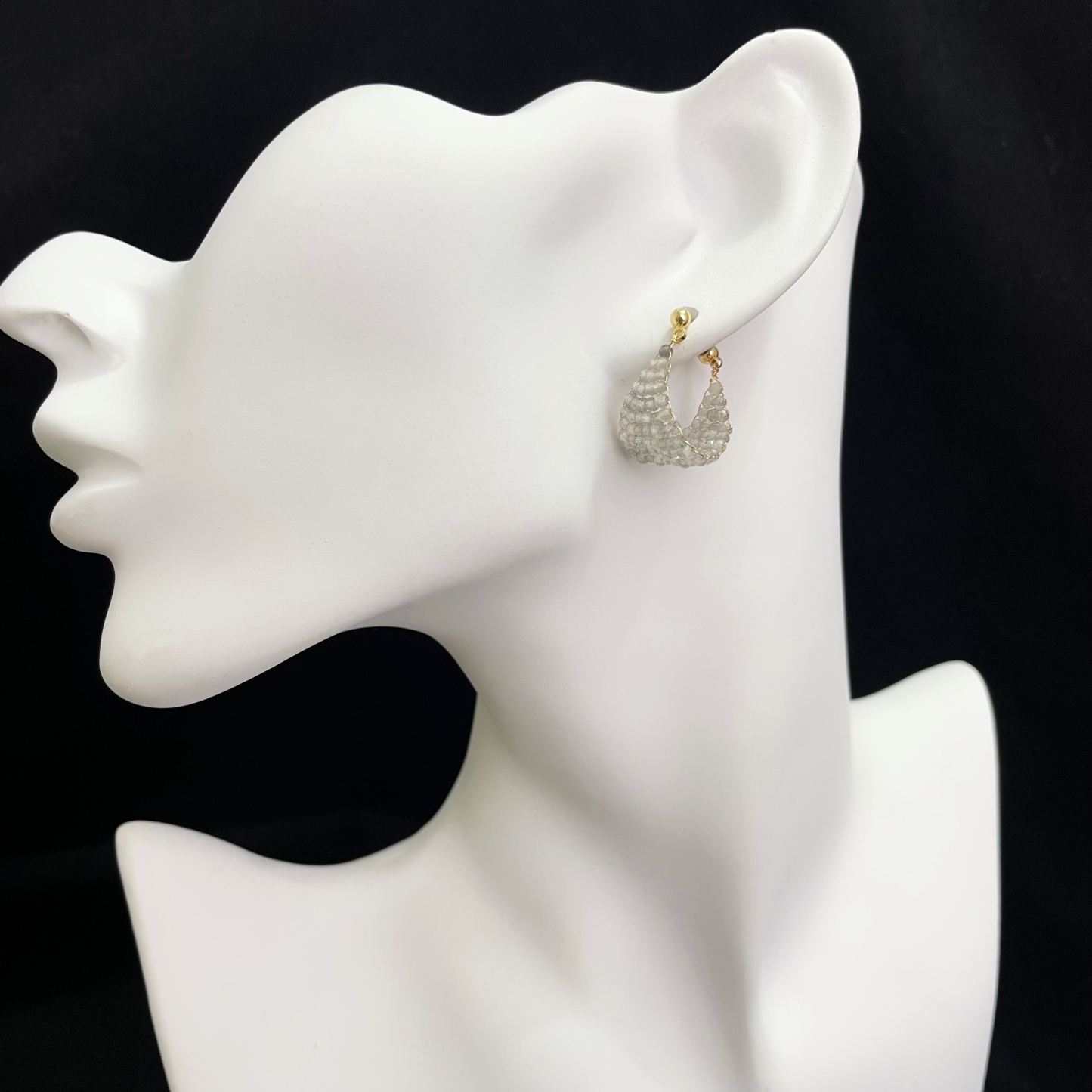 Woven Labradorite Earrings Shining Boat in the Milky Way