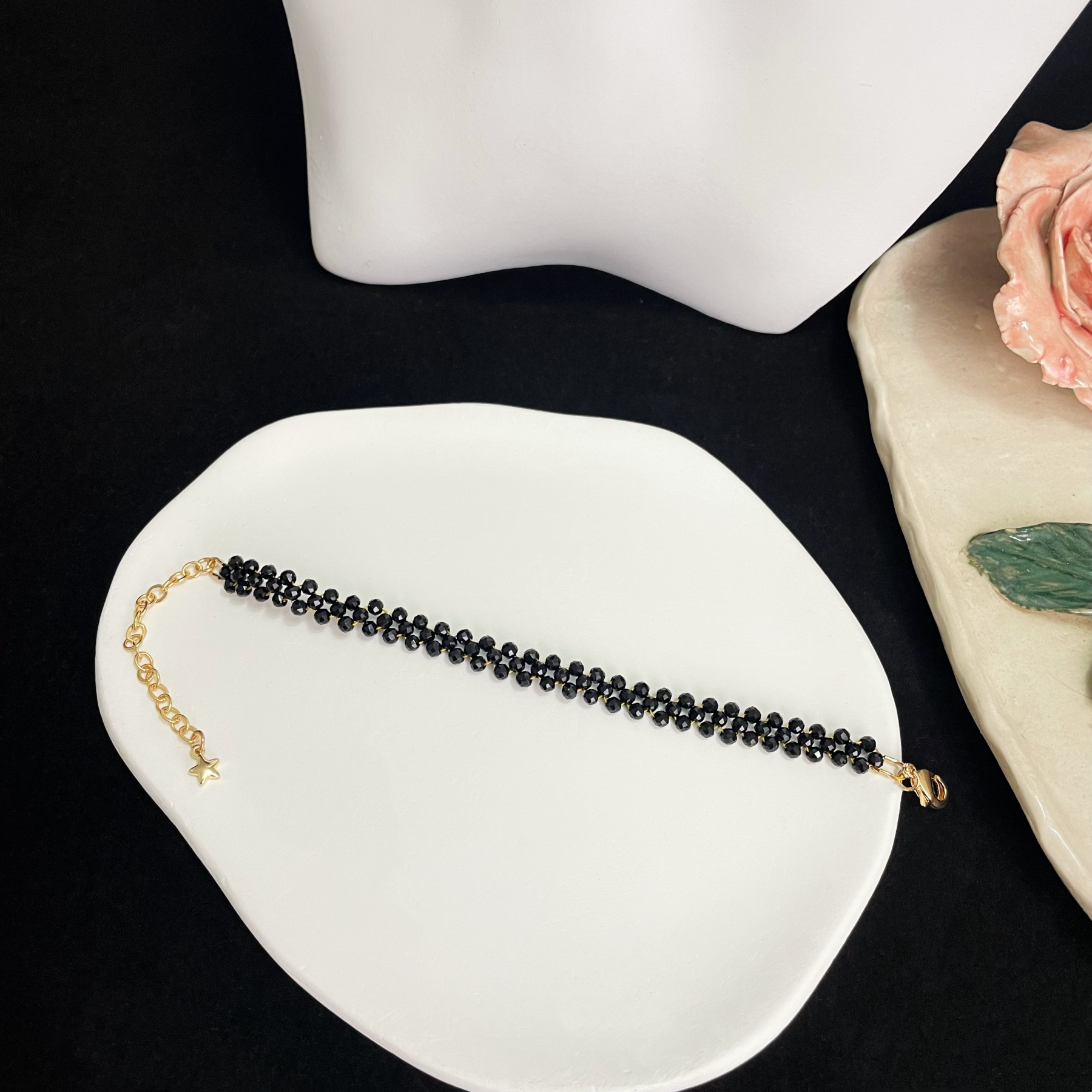 Mysterious Elegance Black Lace Bracelet Woven Black Spinel Bracelet