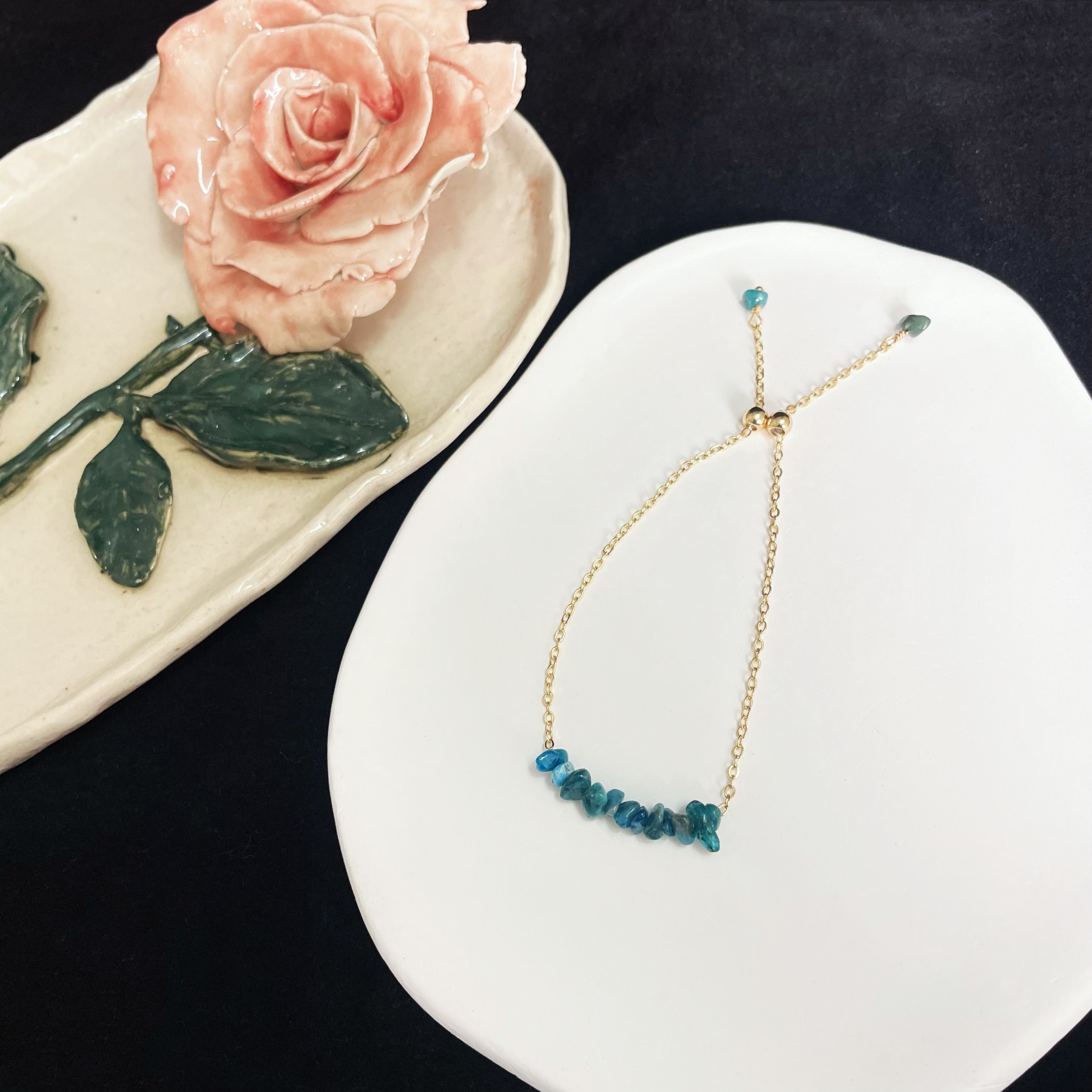 Adjustable Blue Apatite Raw Stone Bracelet